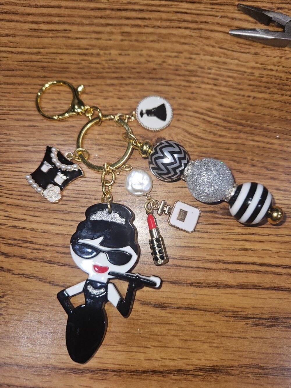 Audrey Hepburn inspired Key chain or Purse charm